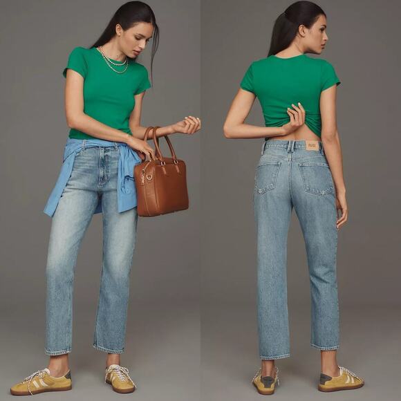 PAIGE Billy Crop High Rise Straight Jean Light Wash Size 27 NWT - Picture 1 of 7